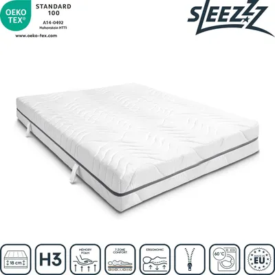 Produktbild von 7 Zonen Viskoelastik-Matratze Sleezzz Smart 140 x 200 cm, Höhe 18 cm, Härtegrad H3 mit Air Memoryschaum