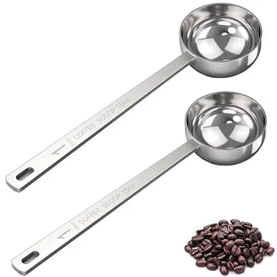 Productafbeelding van Set van 2 RVS Koffiemesslepels met Lange Handgreep - 15 ml