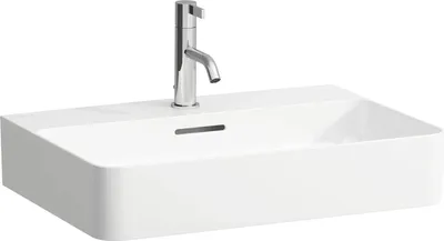 Produktbild von Laufen LF Val, Aufsatz-Waschtisch, 81628.3, 1 Hahnloch, mit Überlauf, Unterseite geschliffen, 600x420, weiß, 1 Stk.