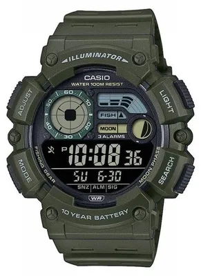 Produktbild von CASIO WS-1500H Uhr, Uni, Grün, Quarz, Digital, Wasserdicht bis 10 Bar, Batterielaufzeit 10 Jahre