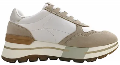 Immagine prodotto di Scarpe da donna Bagatt, modello stringato sportivo, colore bianco, adatte per il tempo libero, con solette removibili