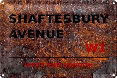 Produktbild von Blechschild London 30x20cm West End Shaftesbury Avenue W1 rost