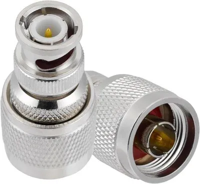 Image de 2 adaptateurs coaxiaux, connecteur mâle vers connecteur BNC mâle, 50 ohms, pour antennes et connecteurs radio