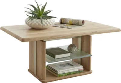 Produktbild von Funktionstisch Chantal höhenverstellbar 110x65x50 Couchtisch Massivholz Wildeiche Bianco 16208