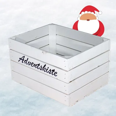 Produktbild von Weiße Kiste mit Adventskiste Aufdruck Adventszeit DIY Adventskalender basteln