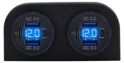 Produktbild von ProRide USB/USB-C-Schnelllader 6 Ports QC3.0 36W Voltmeter Schalter 12V