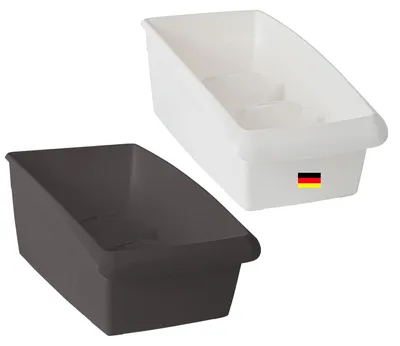 Produktbild von Novaliv 2er Set Kosmetik Organizer klein Schubladen Organizer Badezimmer - 25 x 12 cm WEISS & ANTHRAZIT GRAU Make-up Pinselhalter – für Schminkpinsel Eyeliner Lippenstift Lipgloss Kosmetikpinsel