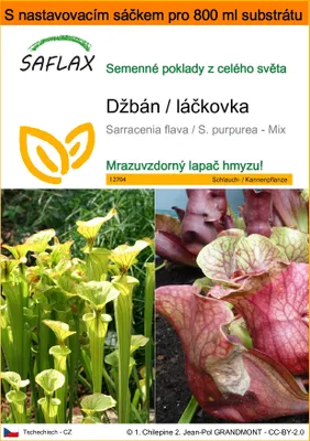 Obrázek produktu pro SAFLAX Garden in the bag - džbán / láčkovka - Sarracenia flava / S. purpurea - Mix - 10 Semena - S pěstebním substrátem v praktickém samovztyčovacím sáčku