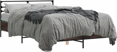 Produktbild von vidaXL Bettgestell Braun Eichen-Optik 140x200 cm Holzwerkstoff Metall