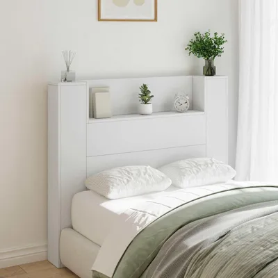 Produktbild von "Schlussverkauf" Bettkopfteil 1 pc - Einfache Montage - mit Regal Weiß 120x16,5x103,5 cm Holzwerkstoff C11124
