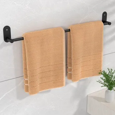 Obrázok produktu pre Ibenzoa® Samolepiaci držiak na uteráky do kúpeľne – 76 cm, nerezová oceľ SUS304, matná čierna farba, moderný dizajn