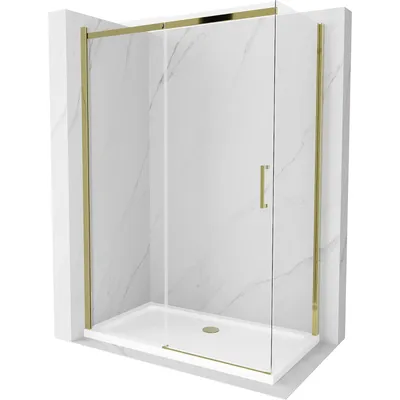 Obrázok produktu pre Mexen Omega sprchová kabína, posuvné dvere 140 x 80 cm, transparentnéné, zlatá + závesný bidet Flat - 825-140-080-50-00-4010