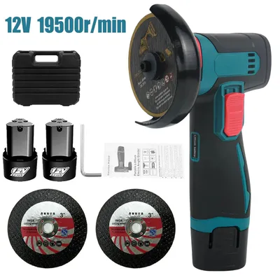 Produktbild von Mini-Winkelschleifer - Akku-Winkelschleifer mit Bürstenmotor - 12 V - 600 W - 19.500 U/min - 2 Akkus - 1 Ladegerät