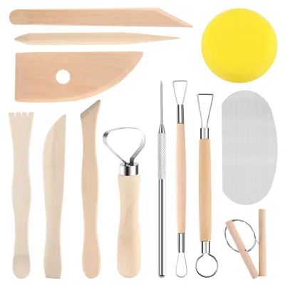 13-teiliges Keramik-Modellierwerkzeug-Set aus Holz und Metall