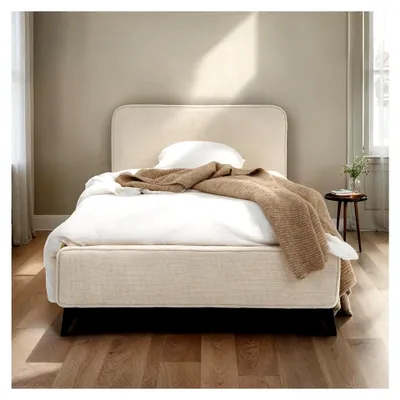 Produktbild von Polsterbett VIRETTA 90x200 in Weiß - Einzelbett mit Lattenrost und Chenille-Stoffbezug