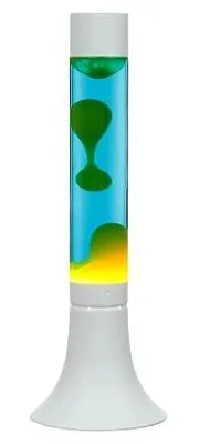 Zdjęcie produktu dla Lampa lawa stołowa niebiesko żółta retro 38 cm aluminium