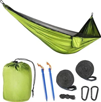 Immagine prodotto di Amaca doppia verde oliva, 300 kg, nylon da paracadute