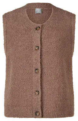 Produktbild von Rabe ärmellose Strickweste mit Bouclé-Oberfläche und Knopfleiste, Braun, Größe 36