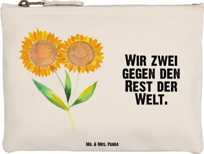 Produktbild von Mr. & Mrs. Panda Federtasche Blume Sonnenblume Größe M - Weiß - Geschenk, Vertrauen, Pouch, Sonnenblumen, Lieblingsmensch, Federmappe, Zusammen, Schulmäppchen, Garten