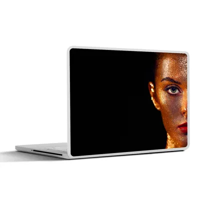 Produktbild von MuchoWow® Laptop Aufkleber Sticker Cover Make-up - Gold - Frau - Luxus - Glitzer - Kunst 25x18 cm - Laptop-Deko