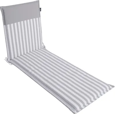 A striped chaise lounge cushion on a white background.