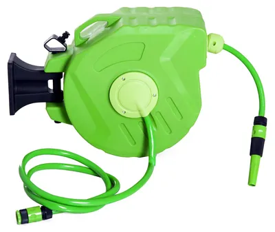 Produktbild von Outsunny Schlauchtrommel Schlauchaufroller Automatik 15+1,5m Druckluft Garten Grün