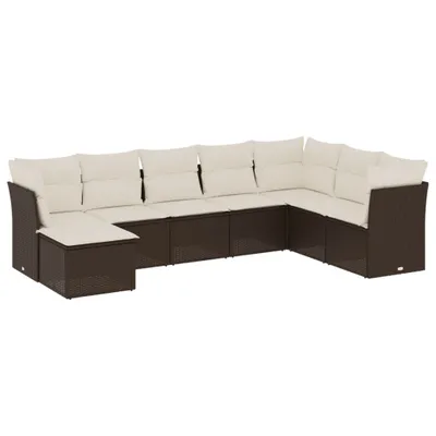Productafbeelding van 8-delige Loungeset met kussens poly rattan bruin