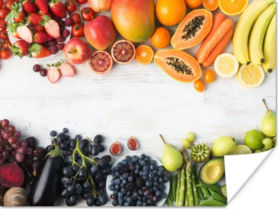 Produktbild von MuchoWow® Poster Obst - Regenbogen - Erdbeere - Weintrauben - Papaya 160x120 cm - Foto Plakat