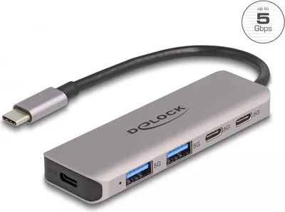 Produktbild von Delock USB 5 Gbps 2 Port USB Type-C und 2 Port Typ-A Hub mit USB Type-C Anschluss