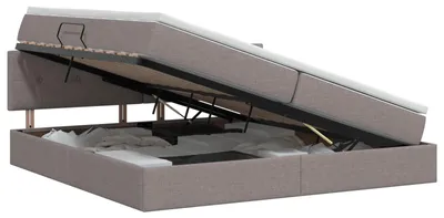 Obrázok produktu pre vidaXL Úložná posteľ s matracom, farba taupe, rozmer 200 x 200 cm, materiál: zamat