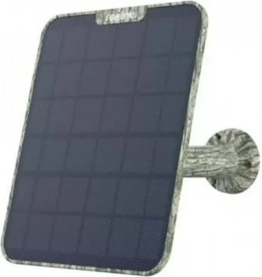 A solar panel for a security camera, with a camouflage pattern.