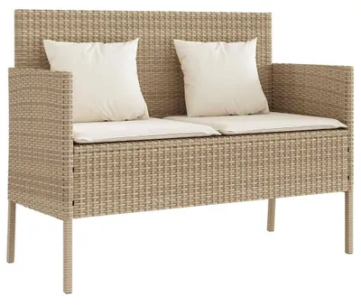 Obrázok produktu pre vidaXL Záhradná lavica s vankúšmi Béžová Poly Rattan