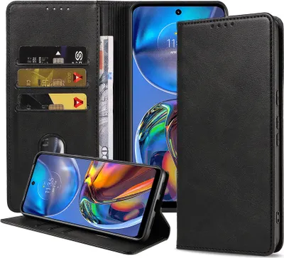 Obrázok produktu pre Smartphonica Puzdro na telefón vhodné pre Motorola Moto E32 Syntetická koža s magnetickým zapínaním a držiakmi na karty Puzdro s chlopňou - čierne