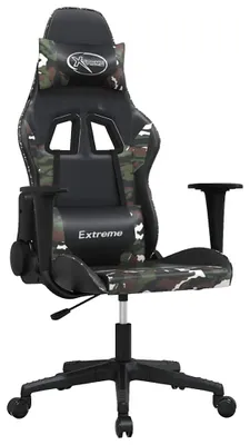Produktbild von vidaXL Gaming-Stuhl mit Massagefunktion Schwarz Tarnfarben Kunstleder