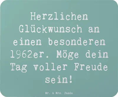 Produktbild von Mr. & Mrs. Panda Mouse Pad Spruch 1962 Geburtstag - Meeresbrise - Geschenk, Lächeln, Freude und Wärme, Alter, mausteppich, Happy Birthday, Geburtstagsgruß, Mousepad