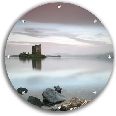 Produktbild von Wallario rundes Outdoor-Poster für Garten oder Balkon, Motiv Schloss in Schottland, 30 cm Durchmesser