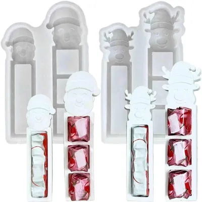 Immagine prodotto di 2 stampi in silicone a tema natalizio, per creare oggetti e regali, modello XY1127