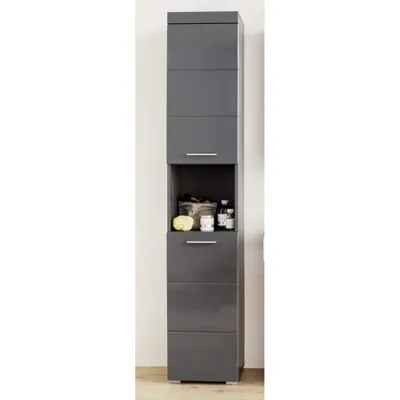 Produktbild von Badschrank ALTENA-19 in Grau Hochglanz, B/H/T: ca. 37/190/31 cm