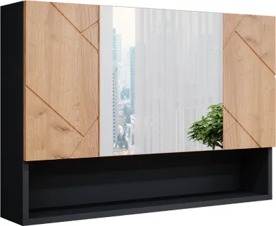 Produktbild von Vicco Badspiegelschrank Irma, 80 x 55 cm, Anthrazit/Eiche