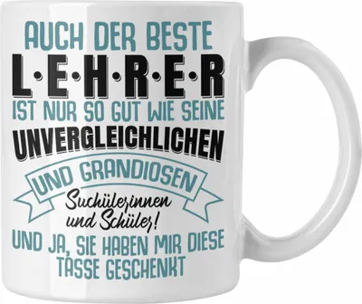 Produktbild von Trendation - Lehrer Geschenk Tasse Abschied Abschiedsgeschenk für Lehrer Abi Abitur Geschenkidee (Weiß)