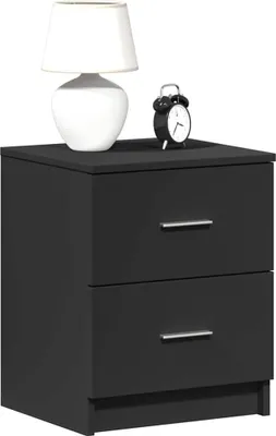 Produktbild von vidaXL Nachttisch mit 2 Schubladen Schwarz 40x36x50 cm