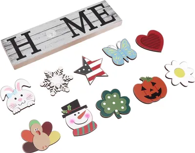 Obrázek produktu pro Wooden Country Home Decoration Welcome Sign Wall Decoration 10 Interchangeable Icons Letter Decoration Crafts
