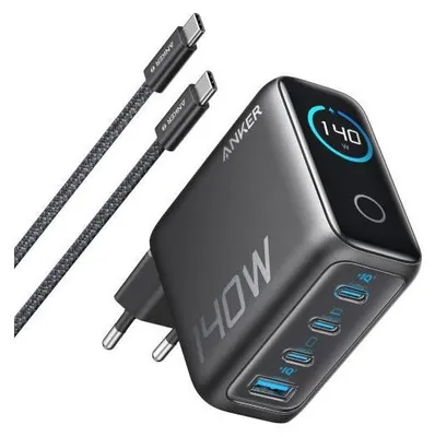 Produktbild von Anker Ladegerät (140W, 4-Port, PD 3.1) mit USB-C Kabel Schwarz