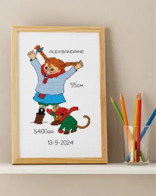 Zdjęcie produktu dla Zestaw do haftu krzyżykowego "Pippi w śniegu", wymiar 20x30 cm