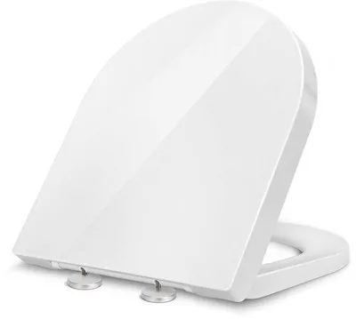 Produktbild von Duroplast-Toiletdeckel mit weichschließender Mechanik, weiß, D-Form, schnellentriegelbar, Reinigungsschalter