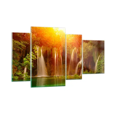 Produktbild von Bilder auf glas - Kroatien nationalpark wasserfall - 120x70cm - Glasbilder - Wandbilder - Kunstdruck - zum Aufhängen bereit - Wanddekoration aus Glas - Glas Bilder - Wandbild auf Glas - GDL120x70-2228
