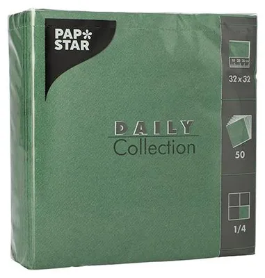Produktbild von 700 Servietten "DAILY Collection" 1/4-Falz 32 cm x 32 cm dunkelgrün