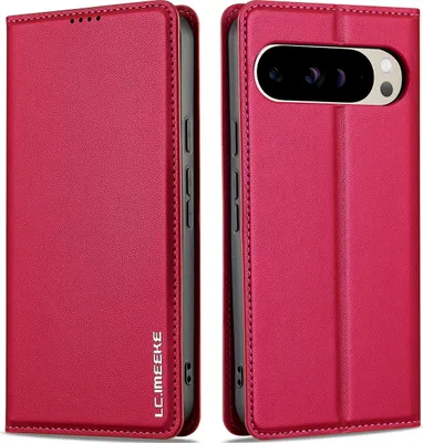 Produktbild von Handyhülle für Google Pixel 10 /Pixel 10 Pro, Magnetische Flip Leder Hülle mit Kartenfach und Standfunktion Rot