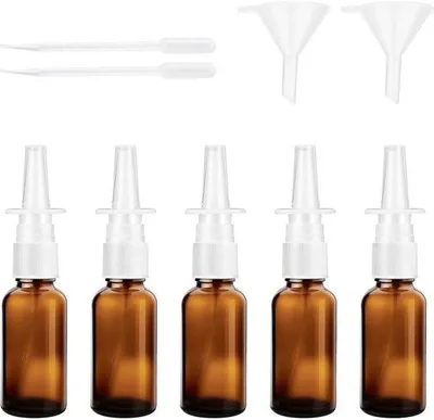 Produktbild von Set aus 5 leere Schlauchflaschen - Recycelbare Glas- Sprühflaschen - 30 ml Mit Sprühschlauch und Trichter