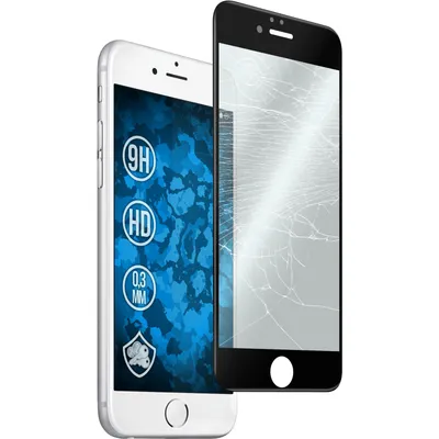 Produktbild von 1er-Pack PhoneNatic Glas-Folie klar full-screen mit abgerundeten Ecken schwarz kompatibel mit Apple iPhone 6s / 6 - Panzerglas für iPhone 6s / 6
